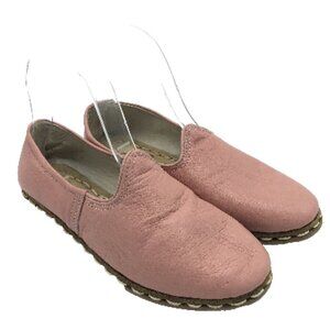 SABAH Dusty Rose Pink Leather 38 7 Women Slip On Made in Turkey Shoe Flat Boho